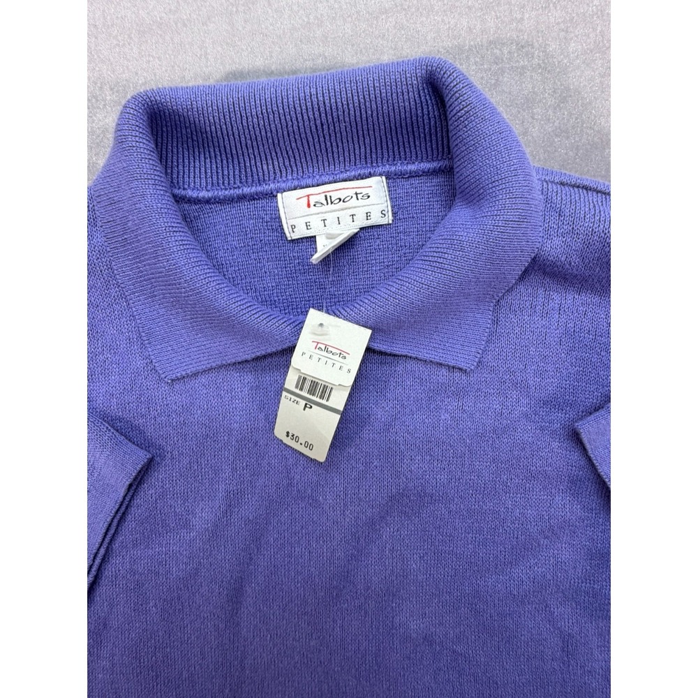 NWT Talbots Petites Women 100% Cotton Sweater Blue Made in USA Size Petite - Picture 4 of 12